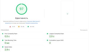 результати pagespeed insights після оптимізації
